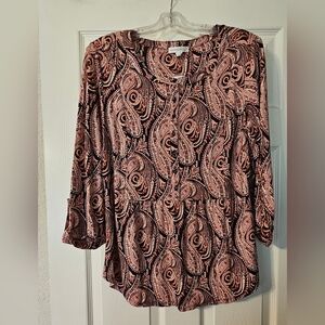 dressbarn Paisley Blouse - Pink and Black